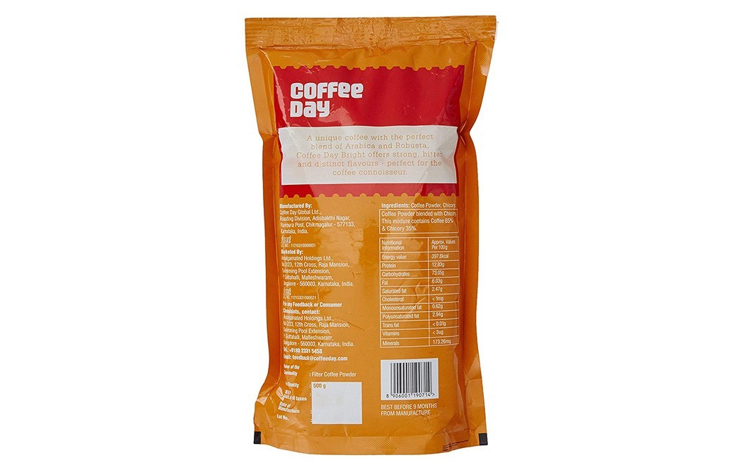 Coffee Day Bright Rich Filter Coffee Powder   Pack  500 grams